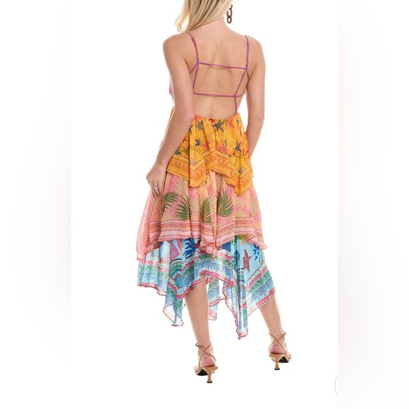 Farm Rio Mixed Scarves Midi Dress XS - Picture 2 of 6